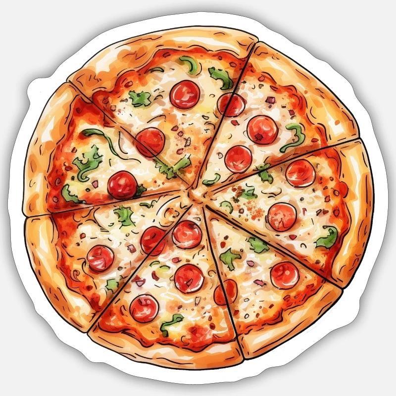 Pizza - Sticker taille S (10 x 10 cm) - blanc mat