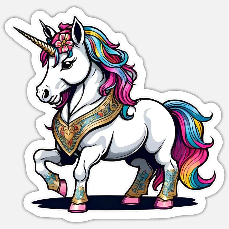 Regenbogen Einhorn Sticker Größe S (10 x 10 cm)