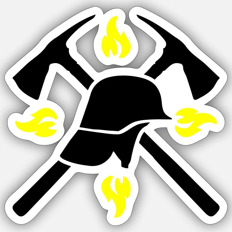 Firefighter Helmet Axe 2 - Sticker size S (10 x 10 cm) - white matte