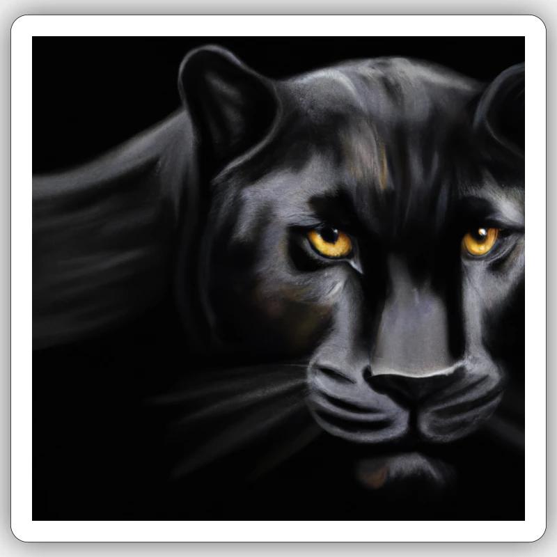 Panthère noire - Sticker taille S (10 x 10 cm) - blanc mat