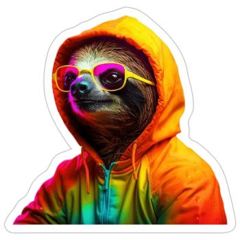 Sloth Sunglasses Cool Sloth Wilderness - Sticker size S (10 x 10 cm) - white matte - Front