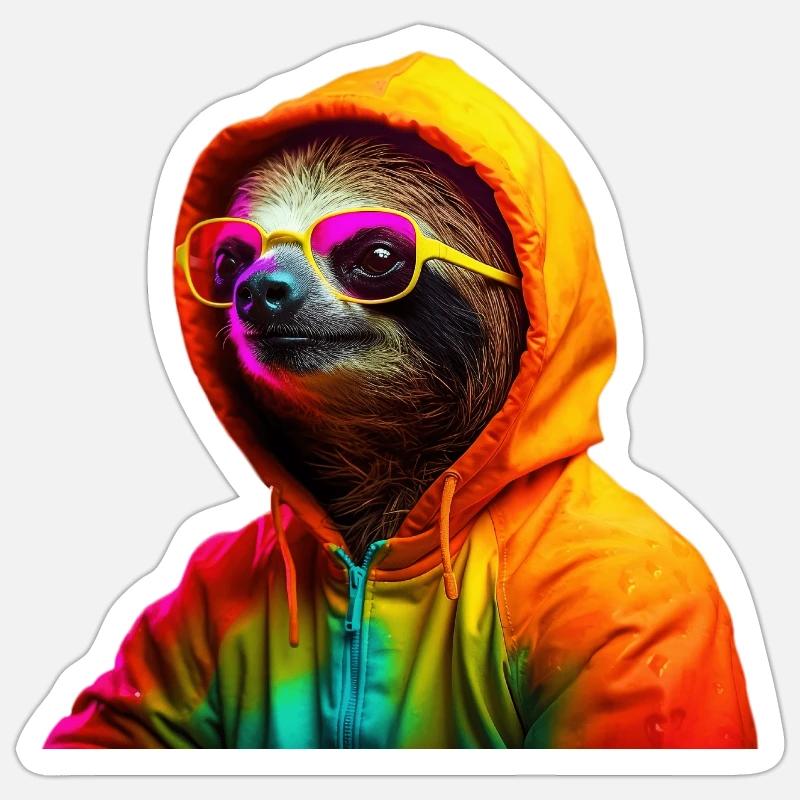 Sloth Sunglasses Cool Sloth Wilderness - Sticker size S (10 x 10 cm) - white matte