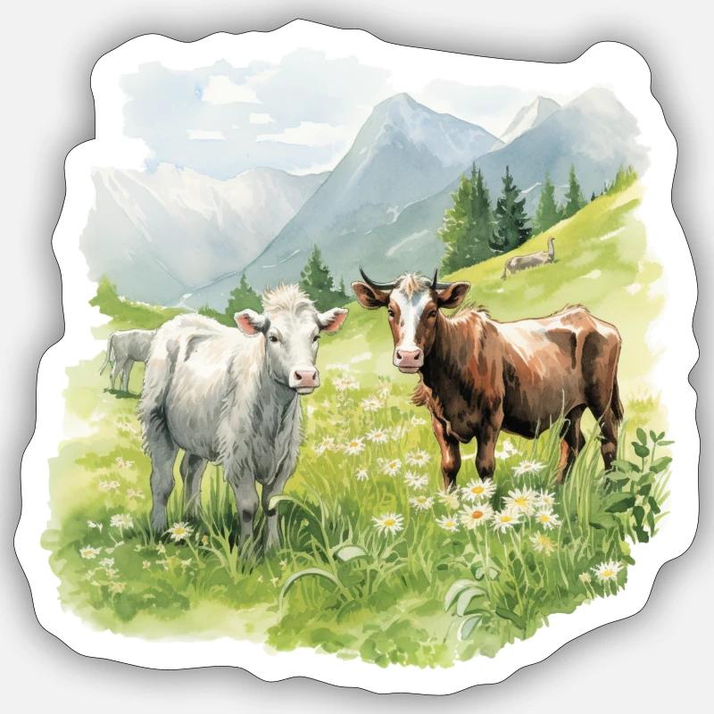 Kühe auf einer Weide Sticker Größe S (10 x 10 cm)
