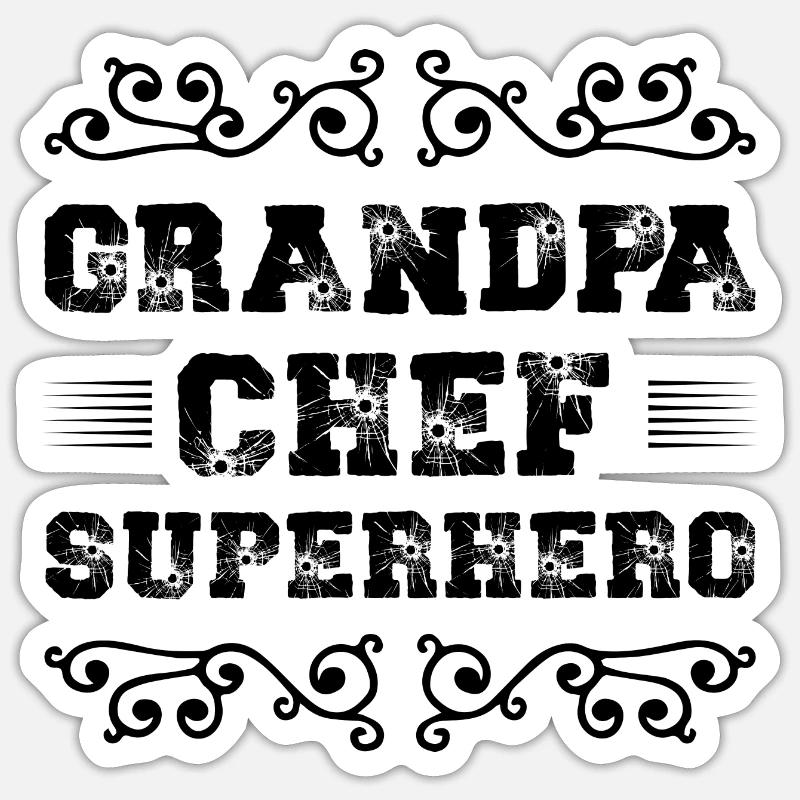 Opa Chef Superheld - Sticker Größe S (10 x 10 cm) - Mattweiß