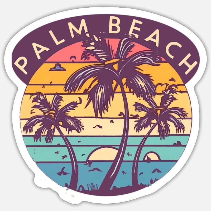 Palm Beach - Sticker taille S (10 x 10 cm) - blanc mat