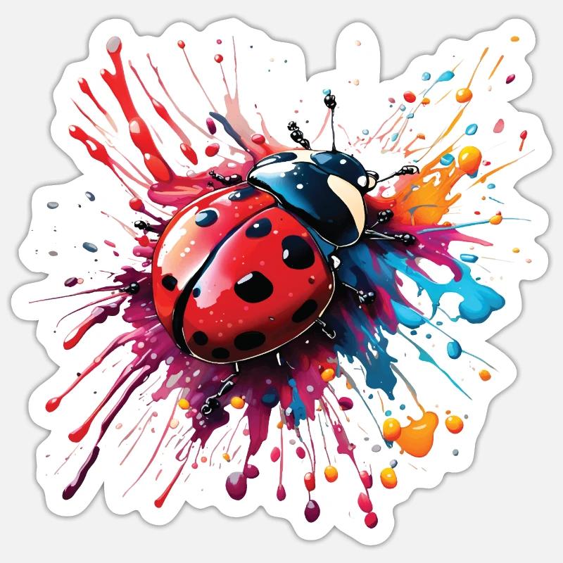 Conception de coccinelle colorée, pas de texte Sticker taille S (10 x 10 cm)