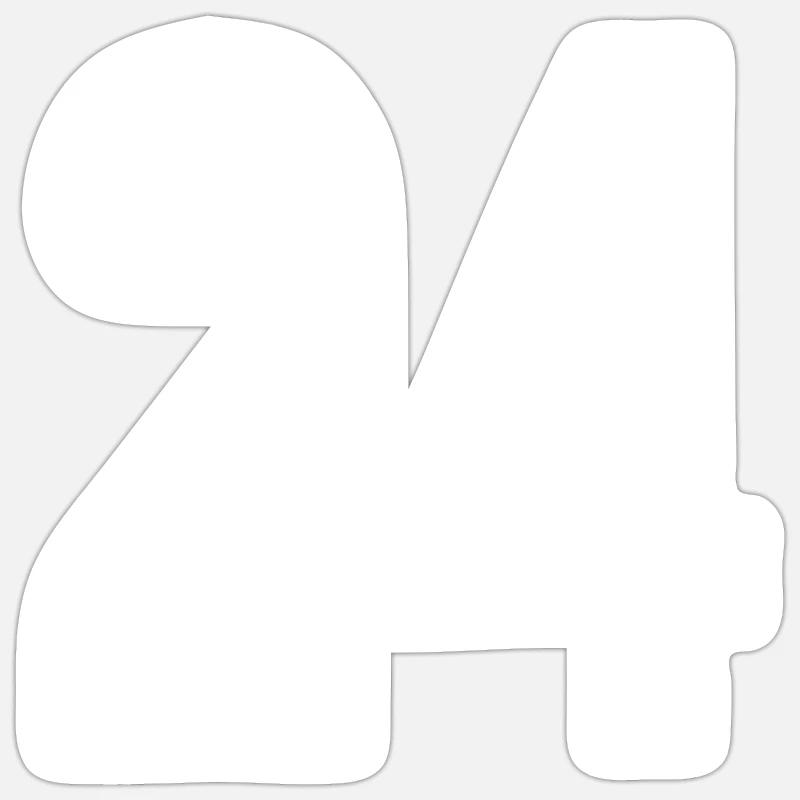 24 Numéros Blanc - Sticker taille S (10 x 10 cm) - blanc mat