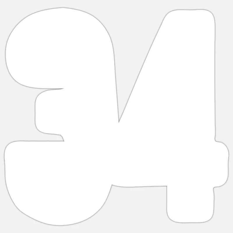 34 Numbers White - Sticker size S (10 x 10 cm) - white matte