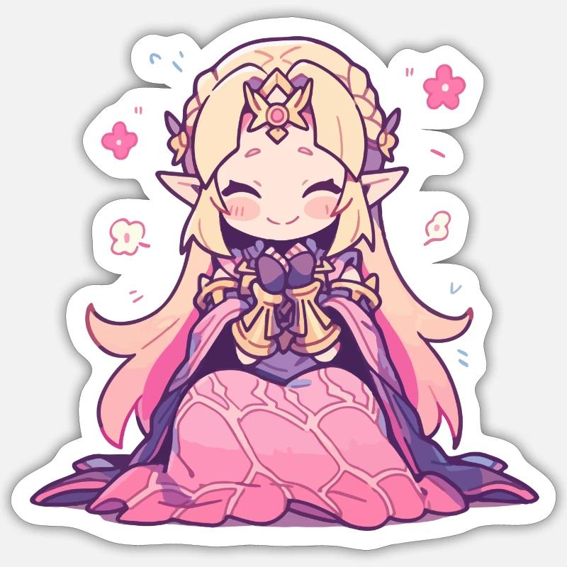 Princesse Chibi mignonne - Conception de conte de fées mignon Sticker taille S (10 x 10 cm)