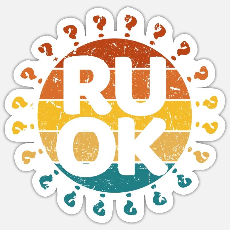 RUOK? - Sticker taille S (10 x 10 cm) - blanc mat