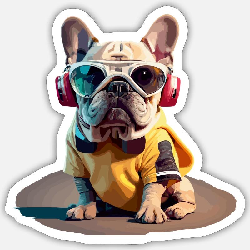 French Bully 3 - Sticker size S (10 x 10 cm) - white matte