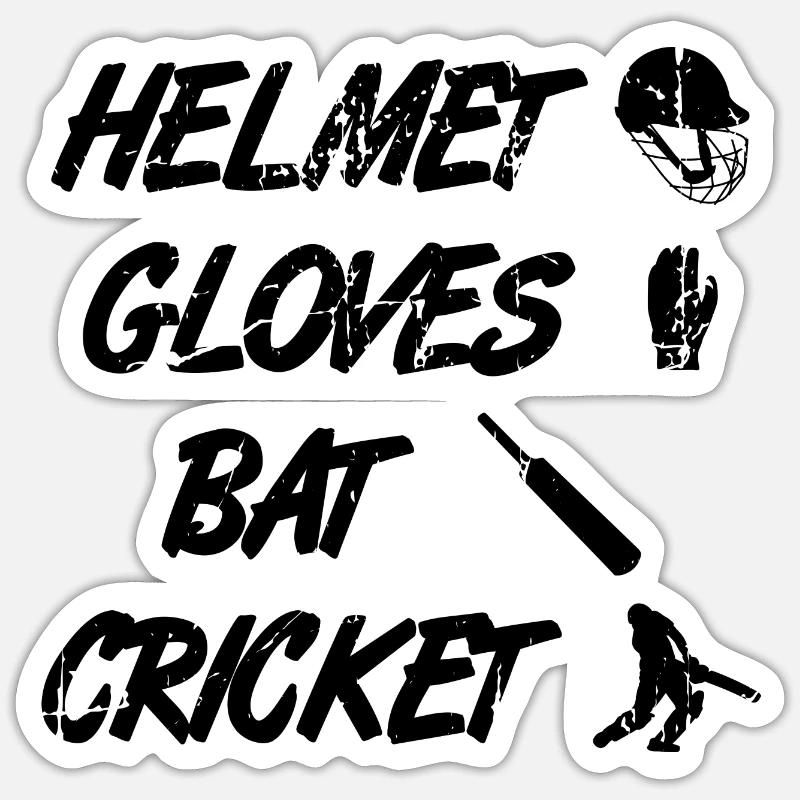 Helm Handschuhe Schläger Cricket - Sticker Größe S (10 x 10 cm) - Mattweiß