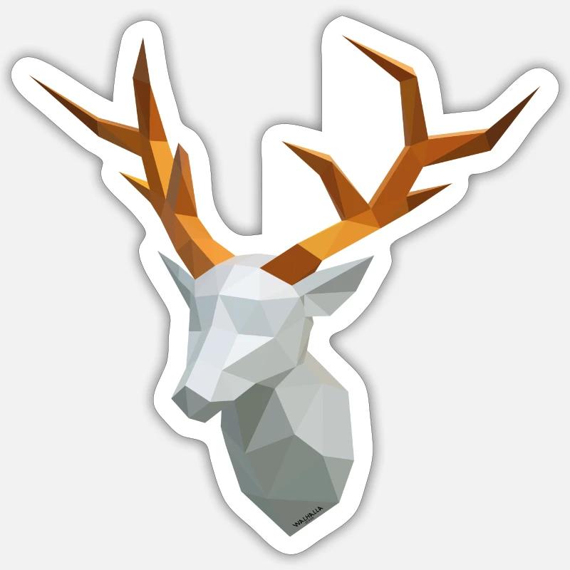 Cerf - Sticker taille S (10 x 10 cm) - blanc mat