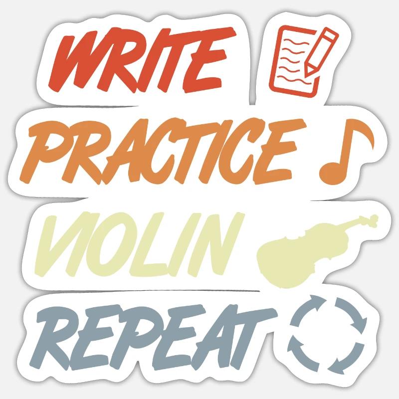 Write Practice Violin Repeat - Sticker size S (10 x 10 cm) - white matte