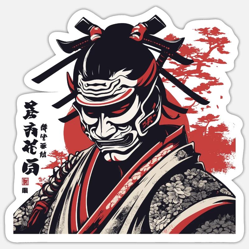 Samurai mit der Maske Sticker Größe S (10 x 10 cm)