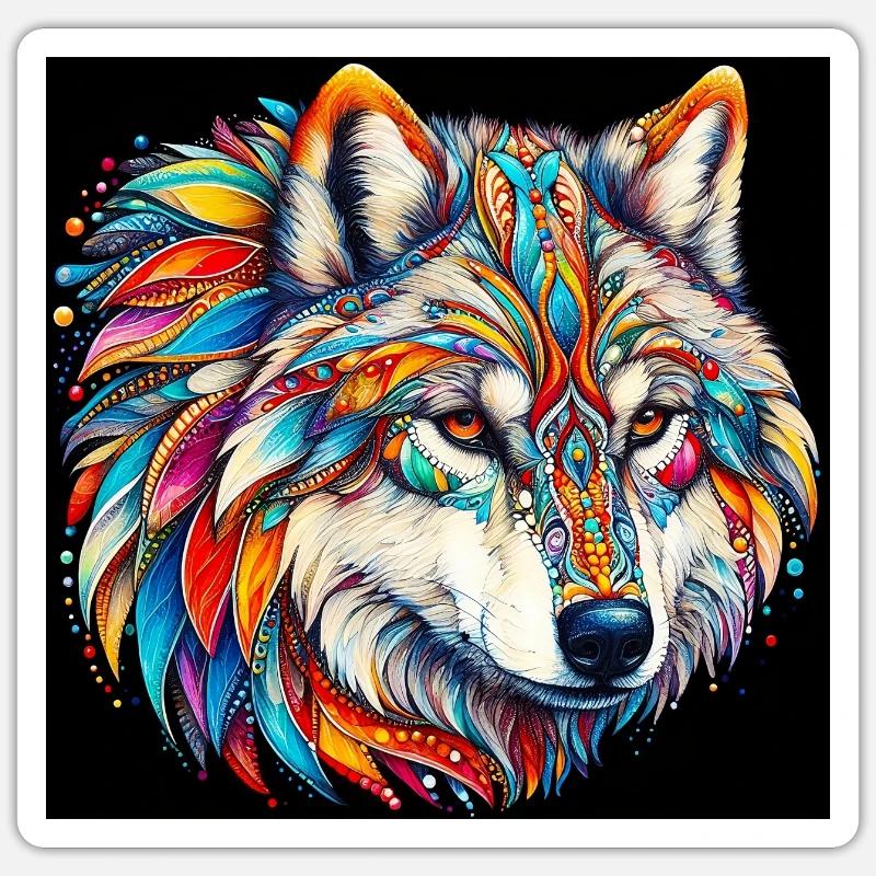 Wolf - Sticker Größe S (10 x 10 cm) - Mattweiß
