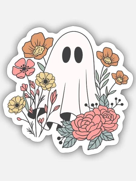 ghost flower - Sticker Größe S (10 x 10 cm) - Mattweiß