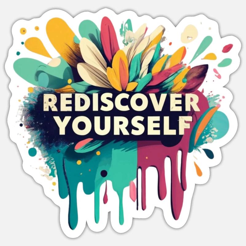 Rediscover Yourself Flower Motivational Graphic - Sticker Größe S (10 x 10 cm) - Mattweiß