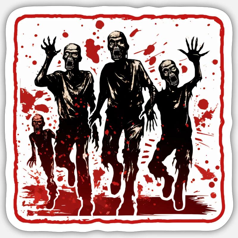 Halloween Warnung vor Zombies - Sticker Größe S (10 x 10 cm) - Mattweiß
