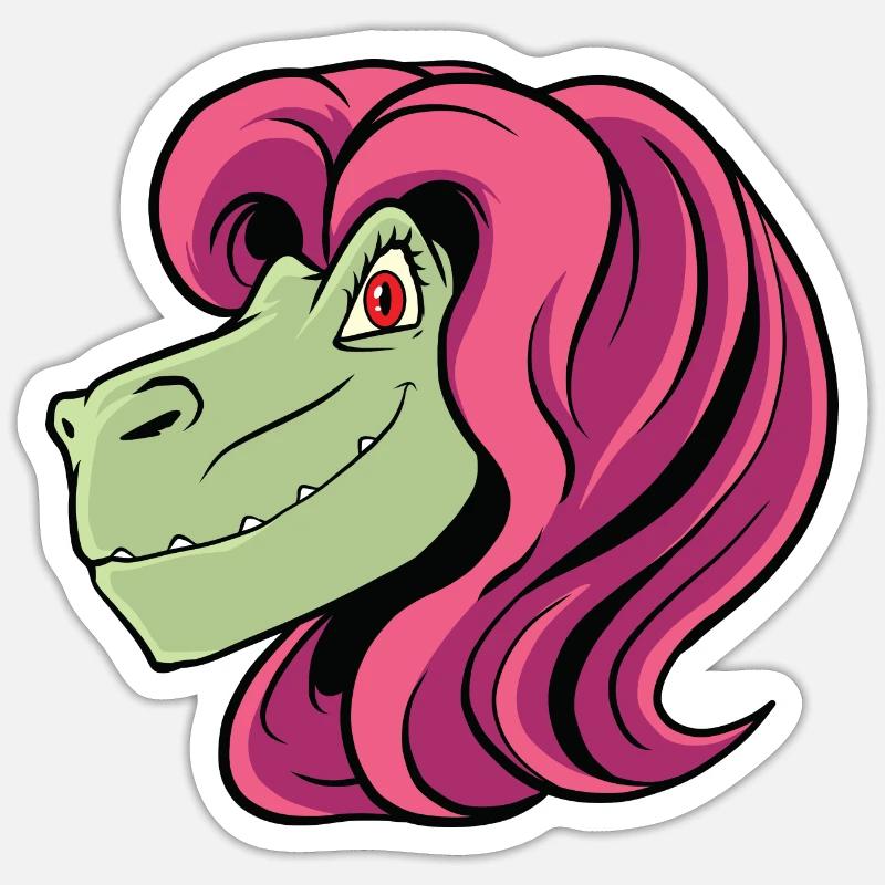 Dino Lady Dinosaurier Mama - Sticker Größe S (10 x 10 cm) - Mattweiß