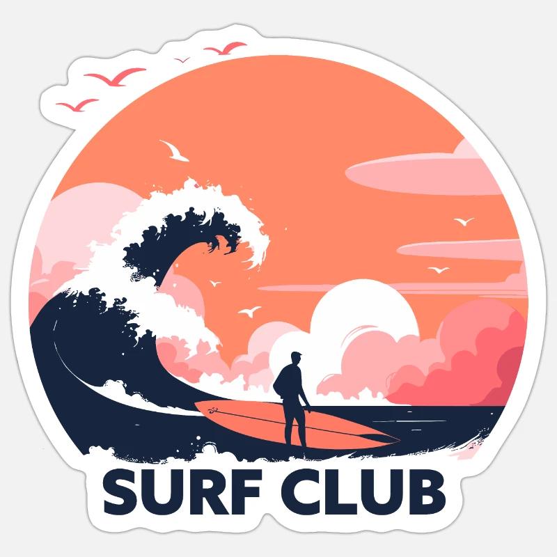 SurfSimplicity : des surfeurs élégants - Sticker taille S (10 x 10 cm) - blanc mat