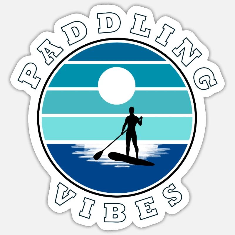 Paddling Vibes -retro- Paddle Boarder Sticker Größe S (10 x 10 cm)