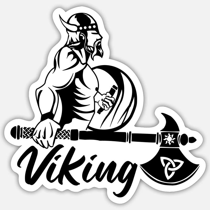 wikinger axt - Sticker Größe S (10 x 10 cm) - Mattweiß