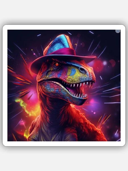 Neon Dino - Sticker Größe S (10 x 10 cm) - Mattweiß