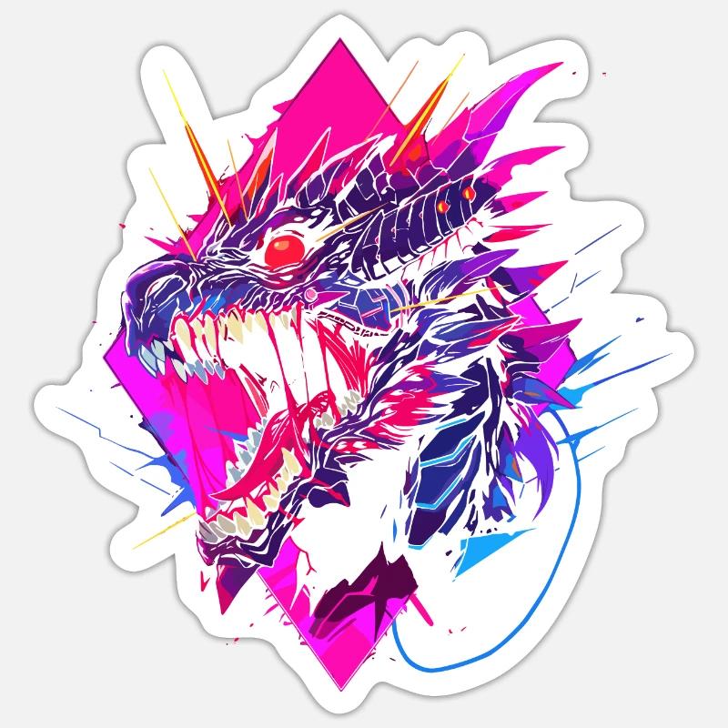 Synthwave Dragon - Sticker size S (10 x 10 cm) - white matte