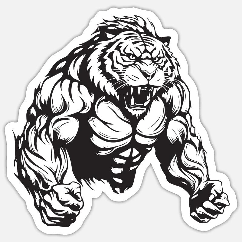Musculation Tiger Muscles - Sticker taille S (10 x 10 cm) - blanc mat