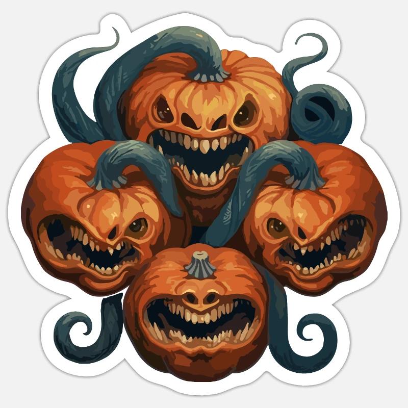 Amis citrouille effrayants - Sticker taille S (10 x 10 cm) - blanc mat