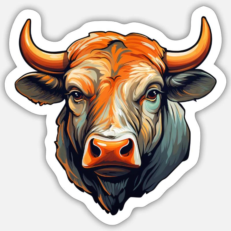 Stierkopf - Sticker Größe S (10 x 10 cm) - Mattweiß