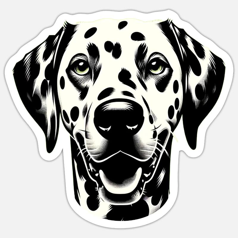 Dalmatien Visage De Chien - Sticker taille S (10 x 10 cm) - blanc mat