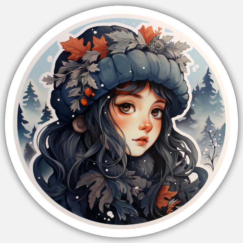 Wintermädchen Sticker Größe S (10 x 10 cm)