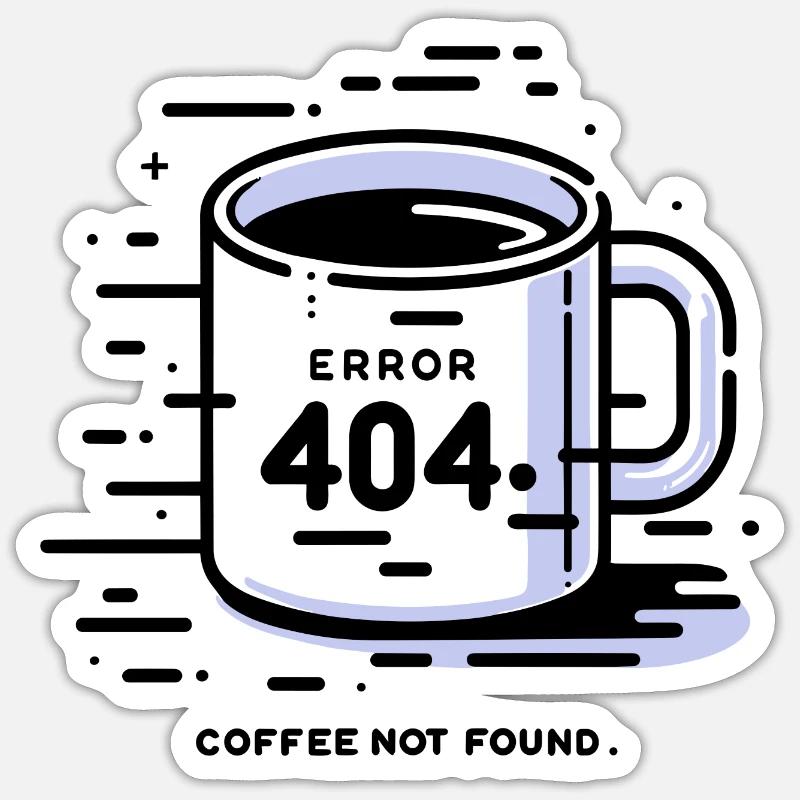 Erreur 404 Café introuvable - Sticker taille S (10 x 10 cm) - blanc mat