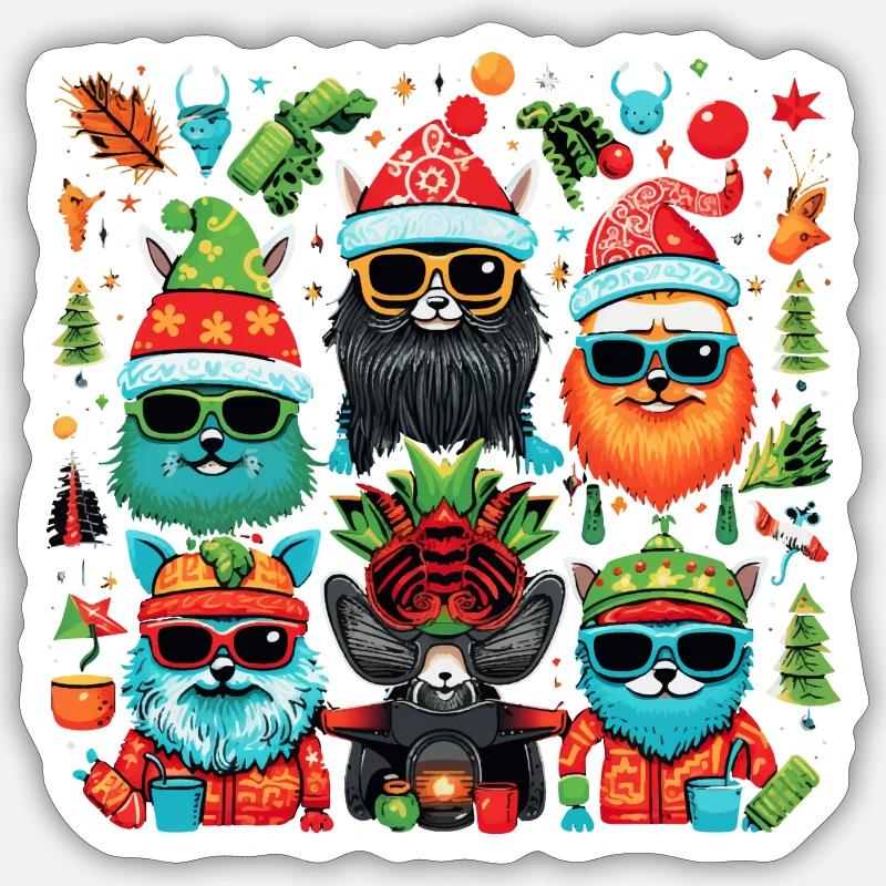 Pull de Noël moche - - Sticker taille S (10 x 10 cm) - blanc mat