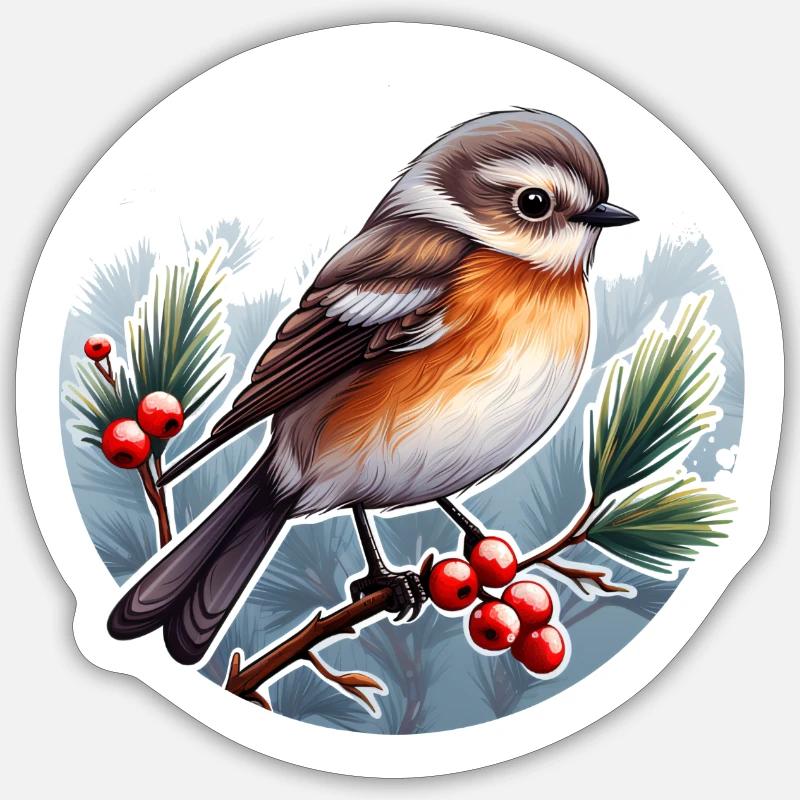 Oiseau d’hiver - Sticker taille S (10 x 10 cm) - blanc mat