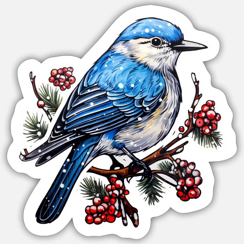 Oiseau d’hiver Sticker taille S (10 x 10 cm)