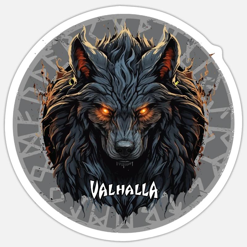 Wikinger Wolf Mit Vegvisir Kompass Vikings Sticker Größe S (10 x 10 cm)