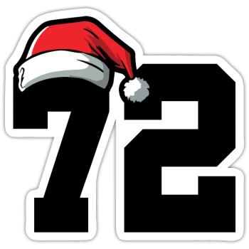 72 Zahl Weihnachten - Sticker Größe S (10 x 10 cm) - Mattweiß - Vorne