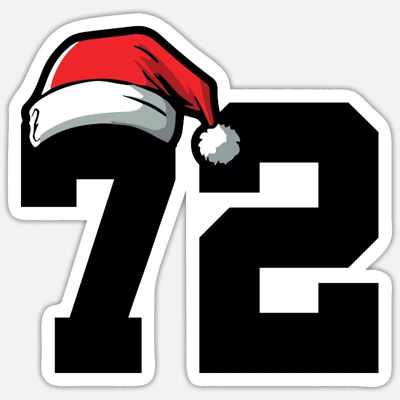 72 Numéro Noël - Sticker taille S (10 x 10 cm) - blanc mat