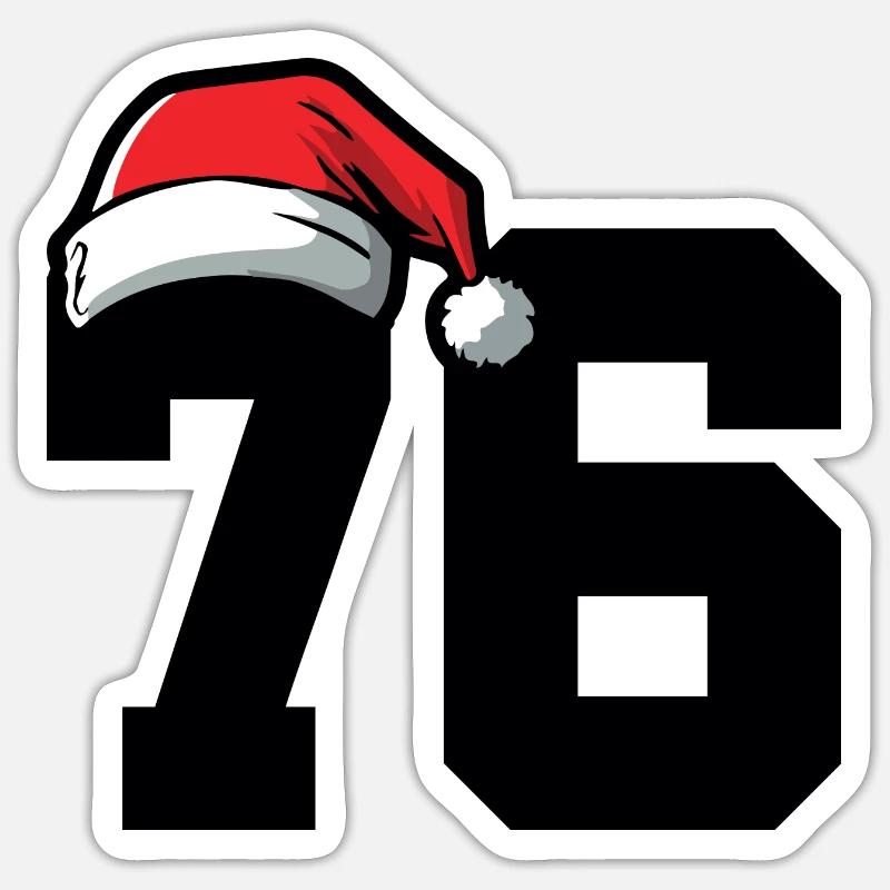 76 Numéro Noël - Sticker taille S (10 x 10 cm) - blanc mat