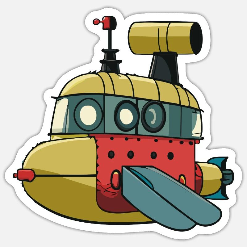 Sous-marin jaune - Sticker taille S (10 x 10 cm) - blanc mat