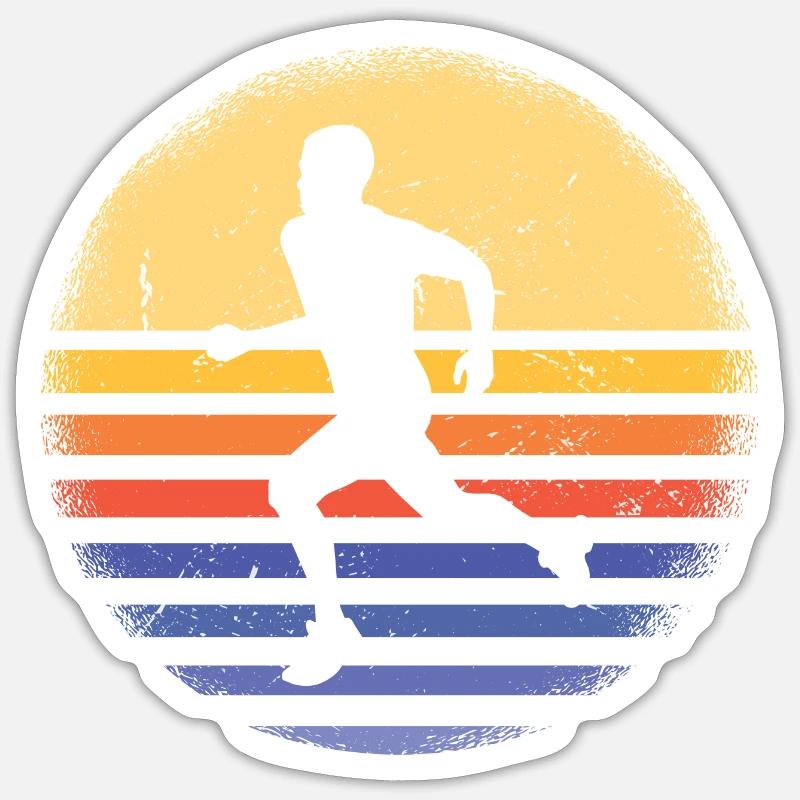 Sport Rétro Coucher de soleil Running - Sticker taille S (10 x 10 cm) - blanc mat