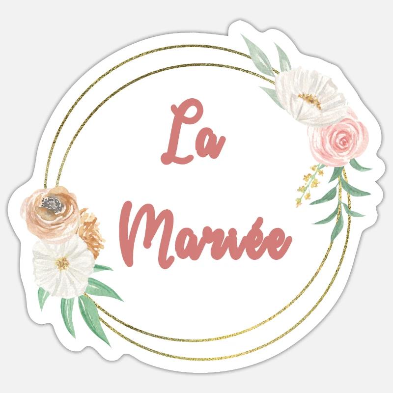 La Mariée - frame or et fleurs Sticker taille S (10 x 10 cm)
