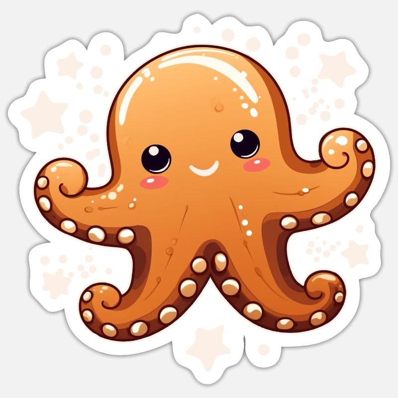 Gingerbread Octopus Sticker size S (10 x 10 cm)