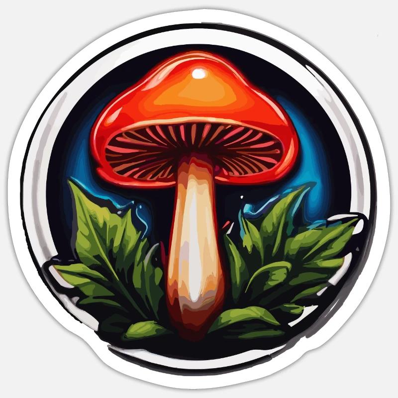 Petit champignon rouge - Sticker taille S (10 x 10 cm) - blanc mat