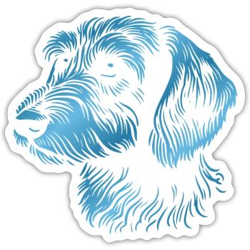 Wire-haired dachshund wire-haired dachshund drawing head blue - Sticker size S (10 x 10 cm) - white matte - Front