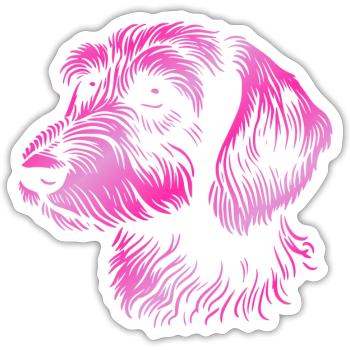 Teckel à poil dur teckel à poil dur dessin tête rose - Sticker taille S (10 x 10 cm) - blanc mat - Devant