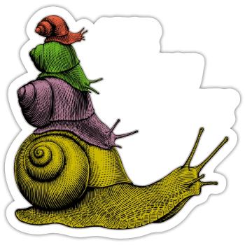 Keine Hektik Schnecken übereinander und Spruch - Sticker Größe S (10 x 10 cm) - Mattweiß - Vorne